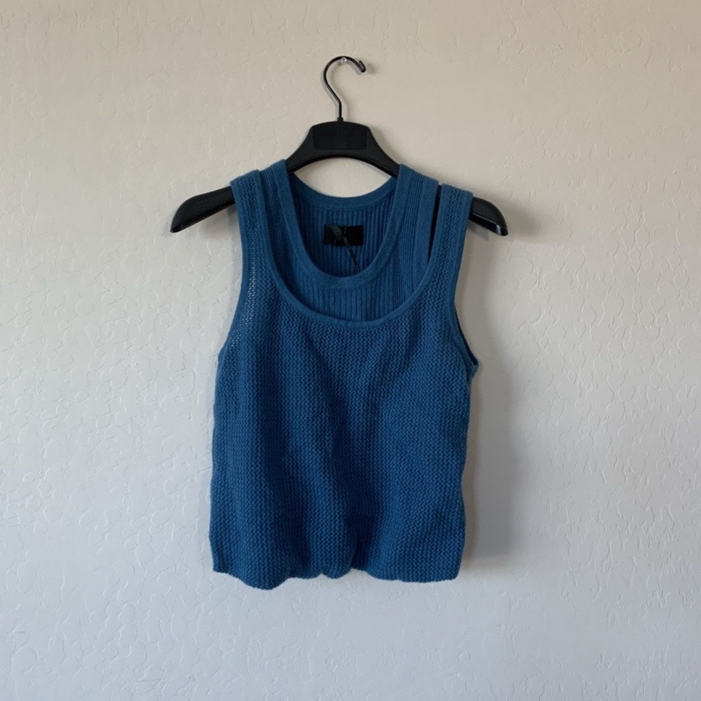 $400 RtA Cashmere Blue Ribbed Double Tank Top